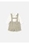Baby Plaid Overall Bodysuit Set Green 2258