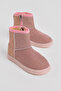 Girl's Powder Glitter Thermo Sole Suede Look Short Boots with Fur Inside