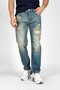 Oxford Mid-High Waist Casual Tapered Cut Slimming Leg 100% Cotton Blue Men's Jeans - 3