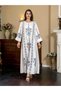Embellished Faux Pearl Detail Round Neck Jalabiya