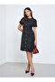 Black Tweed Look Knee Length Dress - 2