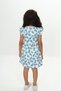 Girl's Printed Relax Fit Crew Neck Ruffle Sleeve Dress - - 4