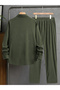 Men Green Corduroy Shirt and Pants Co-ords - 2
