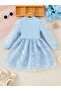 Girl's Graphic Print Puff Sleeve A-line Mesh Dress - 2