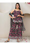 Black Floral Cotton Kurta with Pants and Dupatta Set - 4