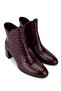 Women's Genuine Leather Claret Red Patent Leather Classic Boots - 3