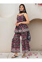 Black Floral Cotton Kurta with Pants and Dupatta Set - 3