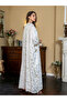 Foil Print Tassel Beaded Detail Kimono and Dress Modest Set - 3