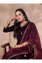 Purple Velvet Kurta with Pants and Dupatta Set - 2