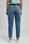 Funny normal waist comfortable cut narrow leg blue women's jean pants - 3