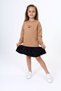 Girl's Printed Relax Fit Crew Neck Long Sleeve Dress - Color Block - 3