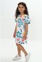 Girl's Printed Relax Fit Crew Neck Watermelon Sleeve Dress - 3