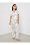 All-Over Print V Neck Top and Long Pyjama Set