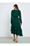 3 tiered dress in emarald green with Asymmetrical bottom - 5