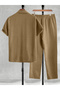 Men Beige Solid Shirt and Pants Co-ords - 2