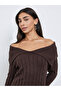Brown Cable Knit Sweater Midi Dress - 3