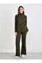 Olive Ribbed Knit Longline Sweater and Pants Co-Ords - 3