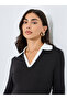 Black Midi Dress with Open Collar - 4
