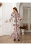 Floral Print Embellished Faux Pearl Detail Jalabiya - 6