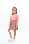 Girl's Printed Relax Fit Crew Neck Long Sleeve Striped Dress - Color Block - 5