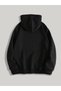 Unisex Printed Oversized Black Hooded Zippered Sweatshirt - 2