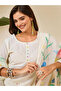 Off White Cotton Kurta with Pants and Dupatta Set - 3