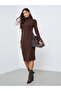 Brown Turtle Neck Sweater Midi Dress