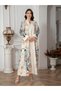 Floral Print Embellished Faux Pearl Detail Jalabiya - 4