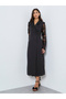 Black Lace Sleeve Blazer Midi Dress - 3