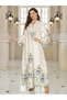 Floral Print Embellished Faux Pearl Detail Jalabiya - 3