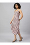 Polka Dot Asymmetric Hem Midi Dress - 2