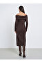 Brown Cable Knit Sweater Midi Dress - 4