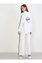 Off White Printed Longline Hoodie and Joggers Co-Ords - 4