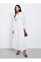 White Smocked Waist Midi Dress