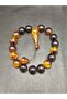 Orange Black Color Sphere Cut Mascot Efe Model Powder Amber Prayer Beads - 3