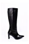 Black leather (sophie) high heeled women's boots - 4
