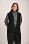 Women's Black Lace Patterned Embroidered Mercerized Knitwear Mother Vest - 2