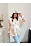 Striped Shirt and Bow Embroidered Sweater Two-Piece Set 0241 - Light Beige - 5
