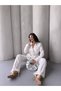 Women's Rose-Belted Palazzo Suit with Detailed Design - 4