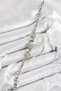 Brass Zircon Stone Heart Detailed Flower Model Silver Color Women's Bracelet - 2