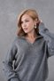 Basic Soft Textured Oversized Polo Neck Knitwear Sweater Aw25Kz0074 - 4