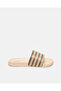 Women Beige Striped Slide