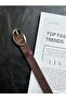 Eminent Long Ring Patterned Suede Women's Silver Buckle Belt Jacket Belt Dress Belt Trouser Belt - 3