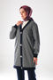 Women's Navy Blue Ecru Diagonal Pattern Large Button Detailed, Hijab Tunic Length Cardigan- Four Seasons _2294 - 6