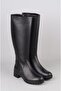 Seç 26900-1 Genuine Leather Heel-Style Women's Boots (Heel Height: 4 cm) Black