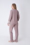 Women's Cotton Stretch Fabric Long Sleeve Pajama Set - Brown 30107 - 8