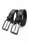2-Piece Black Genuine Leather Men's Belt – 3.5 cm Width, Buffalo Leather, Compatible with Jeans and Fabric Pants