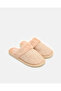 Women Beige Chenille Fur Trim Closed Toe Slipper - 2