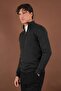Zippered Stand Collar Sweater - 3