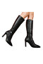 Women's Zippered Boots with Side Buckle Detail Black - 3